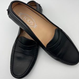 NEW Tods Womens Gommino Driving Penny Loafers Shoes Black Leather Slip On 11